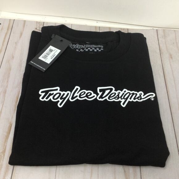 Troy Lee Designs Youth Black Signature TShirt Size XL Motocross Tee Short Sleeve - Picture 1 of 2